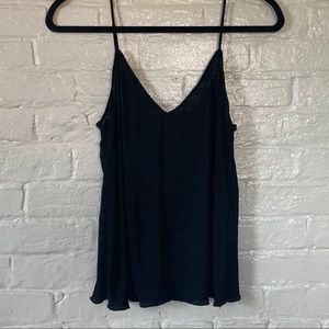 Textured Black Spaghetti Strap Zara Tank Top with Ruffle Hem
